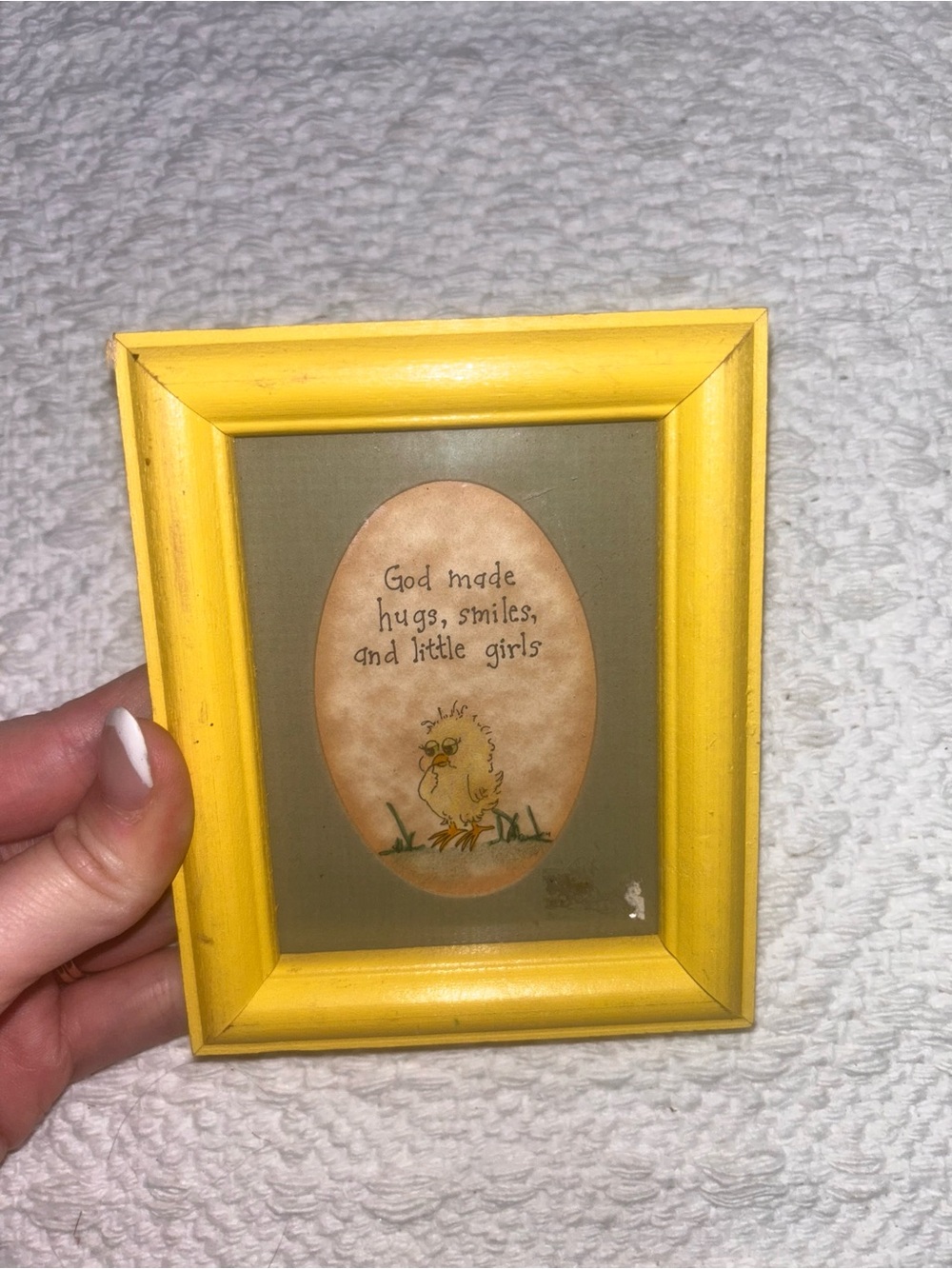 Yellow Mini Picture Frame with Chick Illustration